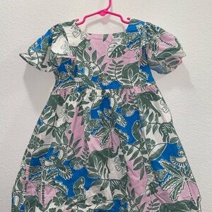 Mini Boden Pink and Blue Puff Sleeve Sundress